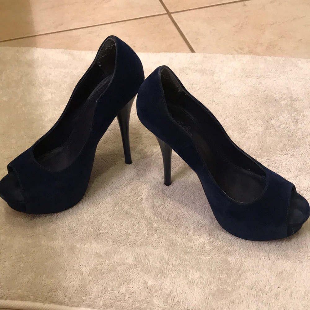 Blue velvet heels. Worn once